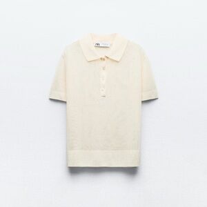 Zara Ivory Short Sleeve Knit Polo 2142/016/712